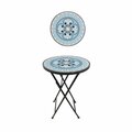 Cama Mosaic Art Collection Pansies Blue Accent Table CA2817090